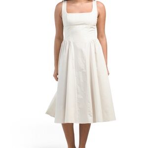 Wayf Cream Square-Neck Midi Dress